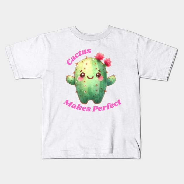 Cactus Makes Perfect Kids T-Shirt by PhotoSphere